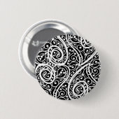 Zachte zwart witte harten patroon ronde button 5,7 cm (Voorkant /achterkant)