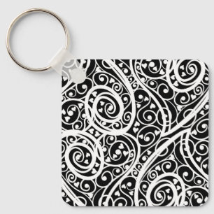 Zachte zwart witte harten patroon sleutelhanger