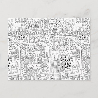 Zachte Zwart-Witte Hond Puppy Patroon Briefkaart