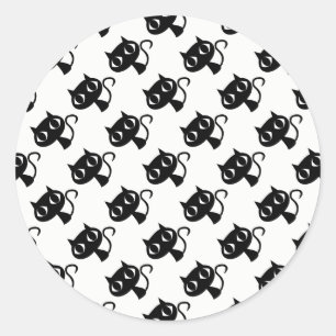 Zachte zwart witte katten patronen ronde sticker