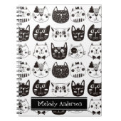 Zachte Zwart-Witte Kattengezichtjes Patroon Notitieboek (Voorkant)