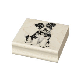 Zachte Zwart-Witte Terrier Postzegel Rubberstempel