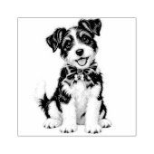 Zachte Zwart-Witte Terrier Postzegel Rubberstempel (Afrduk)
