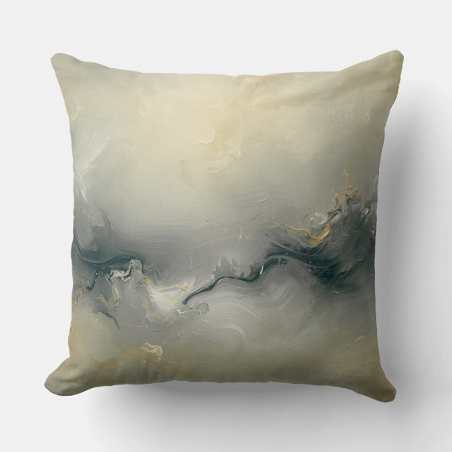 Zachte Zwarte Champagne Goud Warm Grijs Abstracte  Kussen (Voorkant)