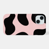 Zachte zwarte en roze telefoonhoes iPhone 15 case (Achterkant horizontaal)