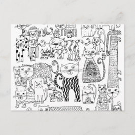 Zachte Zwarte en Witte Kittige Kat Patroon Briefkaart