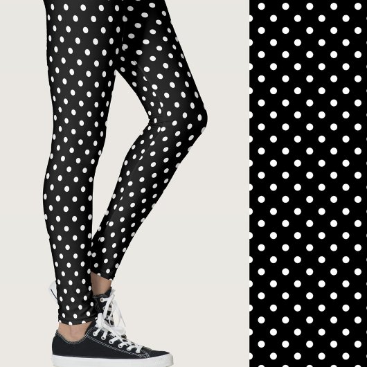 Zachte Zwarte en Witte Stippen Leggings