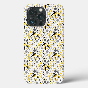 Zachte zwarte gele voetbal silhouet patroon Case-Mate iPhone case