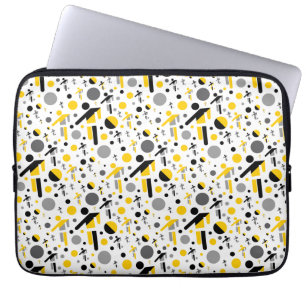 Zachte zwarte gele voetbal silhouet patroon laptop sleeve