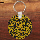 Zachte zwarte gouden naadloze bloempatronen Case-M Sleutelhanger (Voorkant)