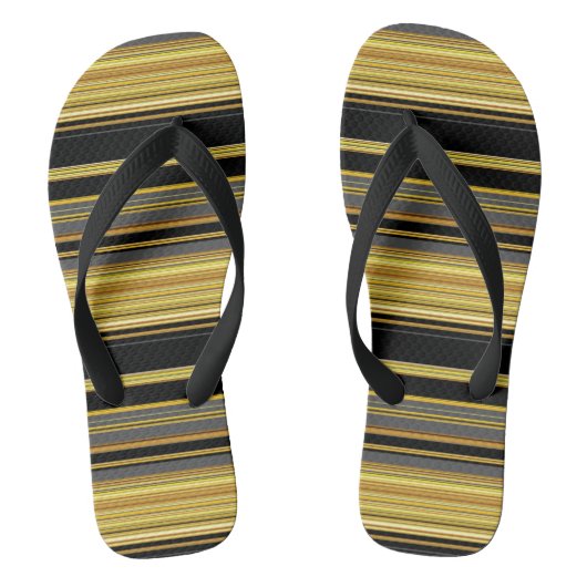 Zachte zwarte gouden strepen teenslippers (Voetbed)