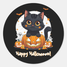 Zachte Zwarte Kat Halloween stickers | Kawaii