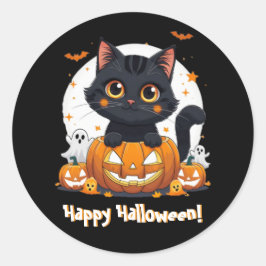 Zachte Zwarte Kat Halloween stickers | Kawaii
