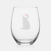 Zachte Zwarte Kat Kerstman Kerstverlichting Meow K Wijnglas Zonder Voet (Achterkant)