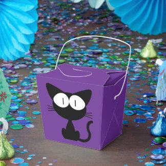 Zachte Zwarte Kat Patroon Paarse Verjaardagsfeestj Bedankdoosjes