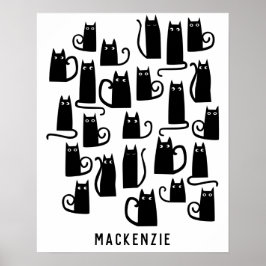 Zachte Zwarte Kat Persoonlijk Poster