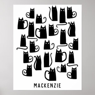 Zachte Zwarte Kat Persoonlijk Poster