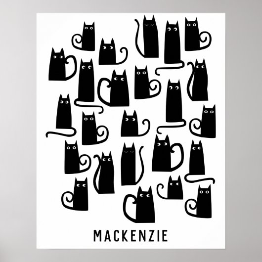 Zachte Zwarte Kat Persoonlijk Poster (Voorkant)