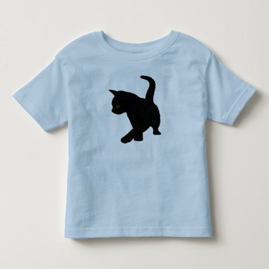 Zachte Zwarte Kat Silhouet Staart Omhoog Gehouden  Kinder Shirts (Voorkant)