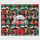 Zachte zwarte Kerstmutsen Sjaals & Sokken Cadeaupapier (Vlak)