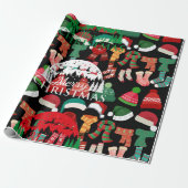 Zachte zwarte Kerstmutsen Sjaals & Sokken Cadeaupapier (Uitgerold)