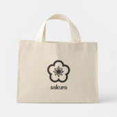 Zachte Zwarte Sakura Bloesem Mini Tote Bag (Achterkant)