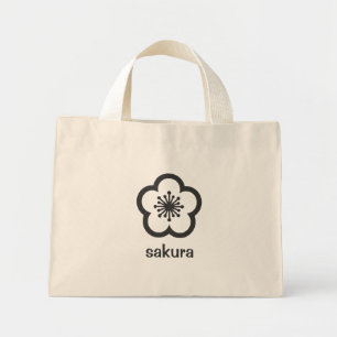 Zachte Zwarte Sakura Bloesem Mini Tote Bag