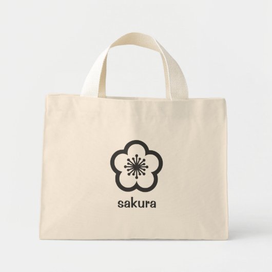 Zachte Zwarte Sakura Bloesem Mini Tote Bag (Voorkant)