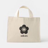 Zachte Zwarte Sakura Bloesem Silhouet Mini Tote Bag (Achterkant)
