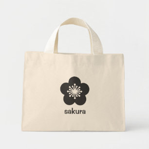 Zachte Zwarte Sakura Bloesem Silhouet Mini Tote Bag