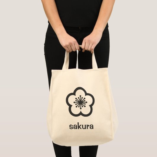 Zachte Zwarte Sakura Bloesem Tote Bag (Voorkant (product))