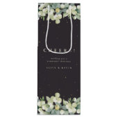 Zachte zwarte Snowberry+Eucalyptus Kerst/Vakantie Wijn Cadeautas (Voorkant)