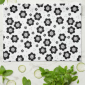 Zachte zwarte witte bloemen Handdoek (Gevouwen)