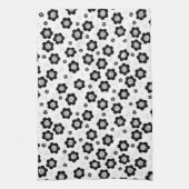 Zachte zwarte witte bloemen Handdoek (Verticaal)