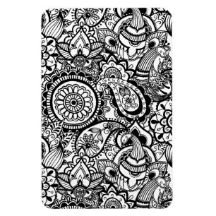 Zachte zwarte witte bloemen paisley magneet