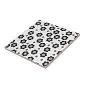 Zachte zwarte witte bloemen Tegel Tegeltje (Zijkant)