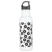 Zachte zwarte witte bloemen waterfles (Voorkant)