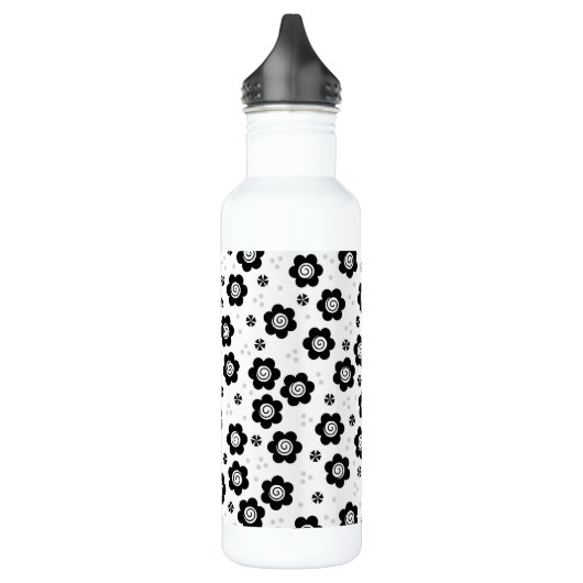 Zachte zwarte witte bloemen waterfles (Links)