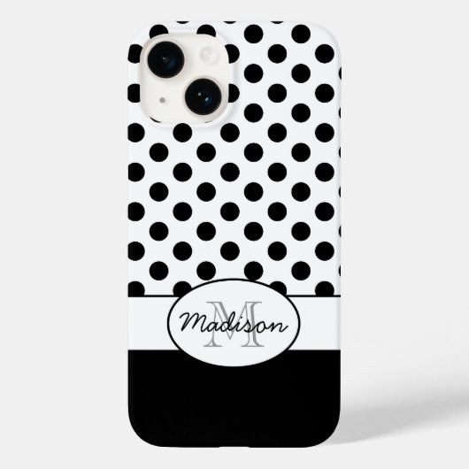 Zachte zwarte witte polka stippen retro patroon Mo Case-Mate iPhone Case (Achterkant)