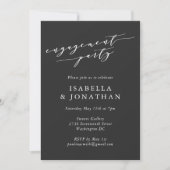 Zachte Zwarte Witte Script Moderne Verlovingsfeest Kaart (Voorkant)