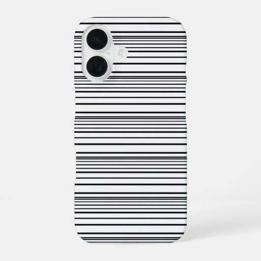Zachte zwarte witte strepen iPhone 16 hoesje (Achterkant)