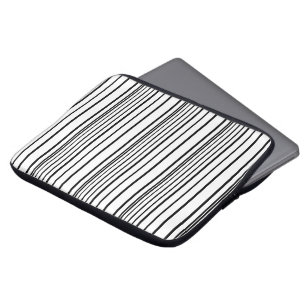 Zachte zwarte witte strepen laptop sleeve