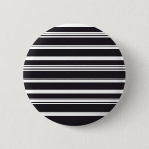 Zachte zwarte witte strepen ronde button 5,7 cm