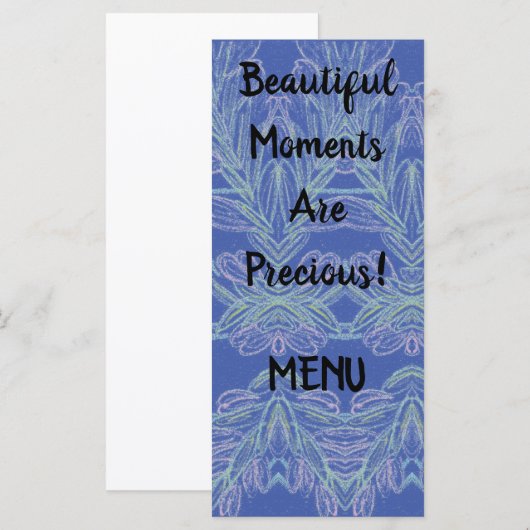 Zachte Zwemelen Blauwe Momenten Menu (Voorkant / Achterkant)