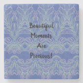 Zachte Zwemelen Blauwe Momenten Stenen Onderzetter (Voorkant)