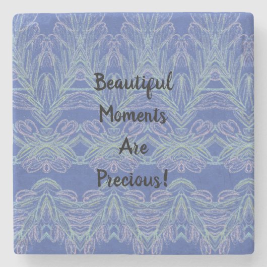 Zachte Zwemelen Blauwe Momenten Stenen Onderzetter (Voorkant)