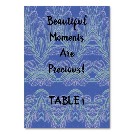 Zachte Zwemelen Blauwe Momentopnamen Tabelnummer Kaart (Voorkant)