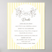 Zachtegelen Strepen Whimsical Bar Menu Poster (Voorkant)