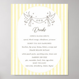 Zachtegelen Strepen Whimsical Bar Menu Poster