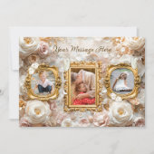Zachtegouden barokke bloem fotolijstjes collage feestdagenkaart (Voorkant)